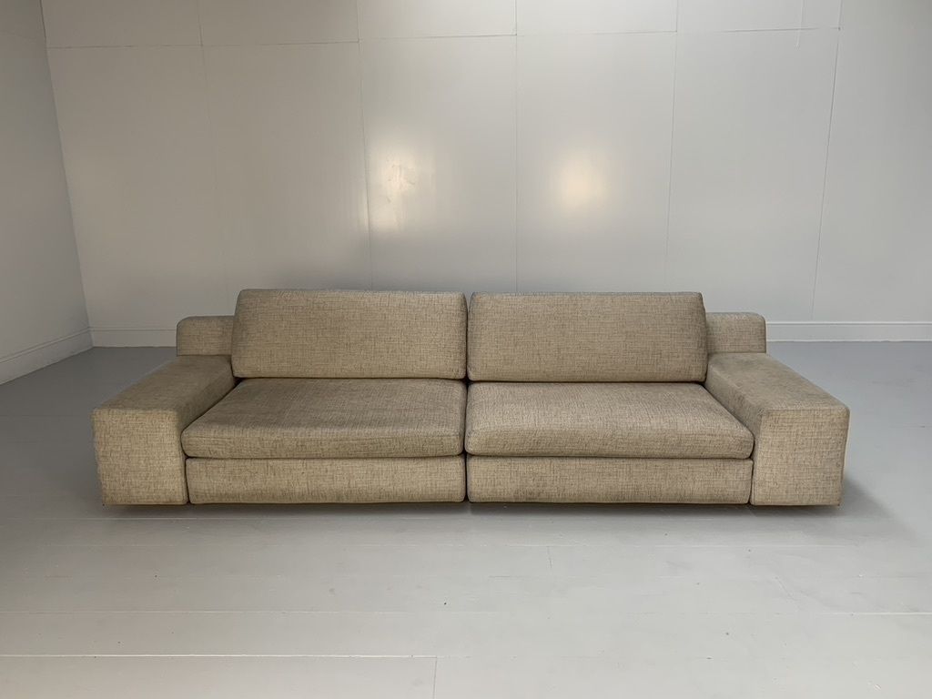 Cassina “235 238 Mister” 4 Seat Sofa – In Natural Linen Fabric photo for sale