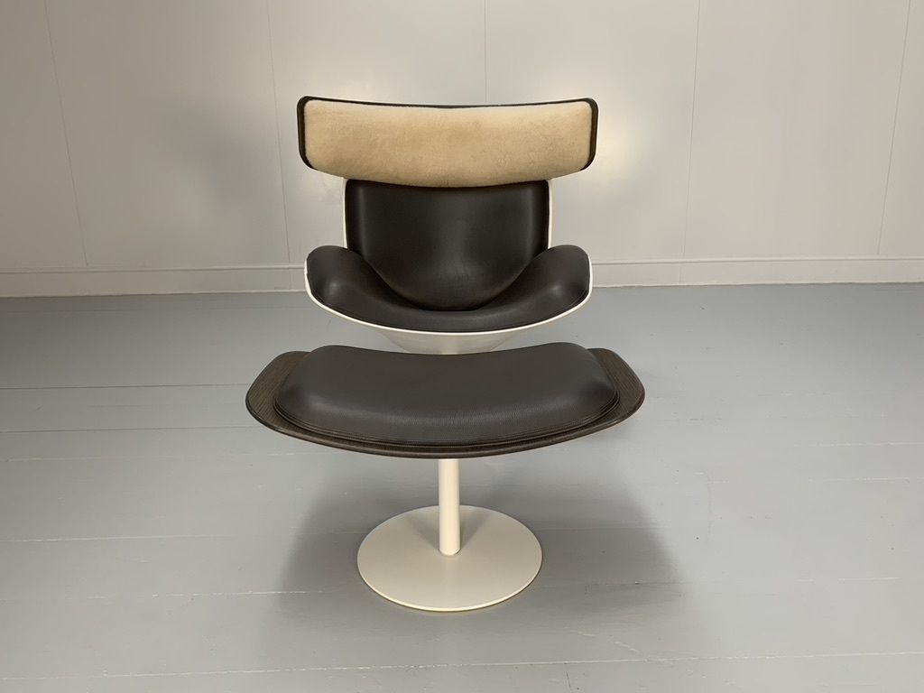 B&B Italia “Almora” Lounge Armchair & Footrest – In Merino & Grey Leather photo furniture