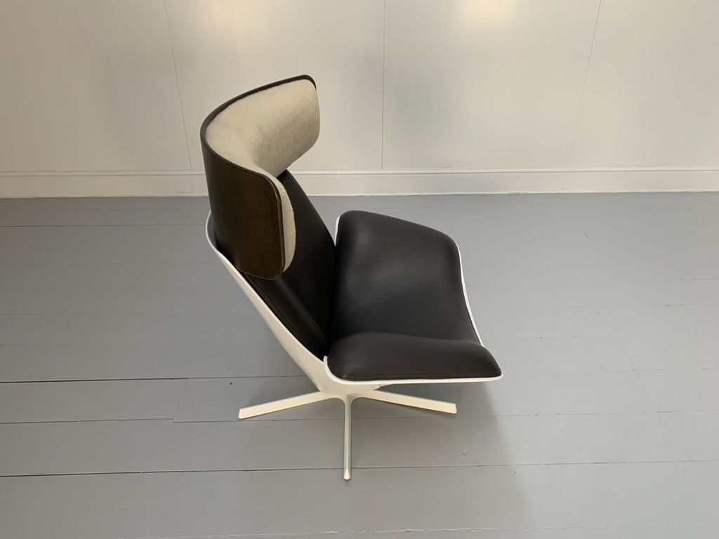 B&B Italia “Almora” Lounge Armchair & Footrest – In Merino & Grey Leather photo vintage