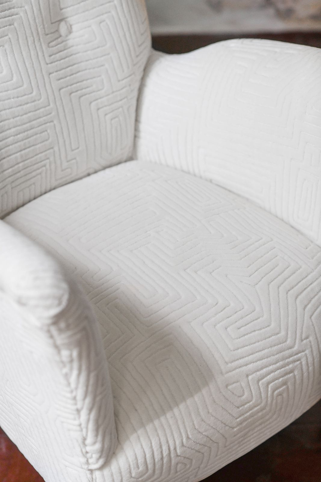 Pair Of Mid Century Armchairs In Dedar Fabric photo for sale