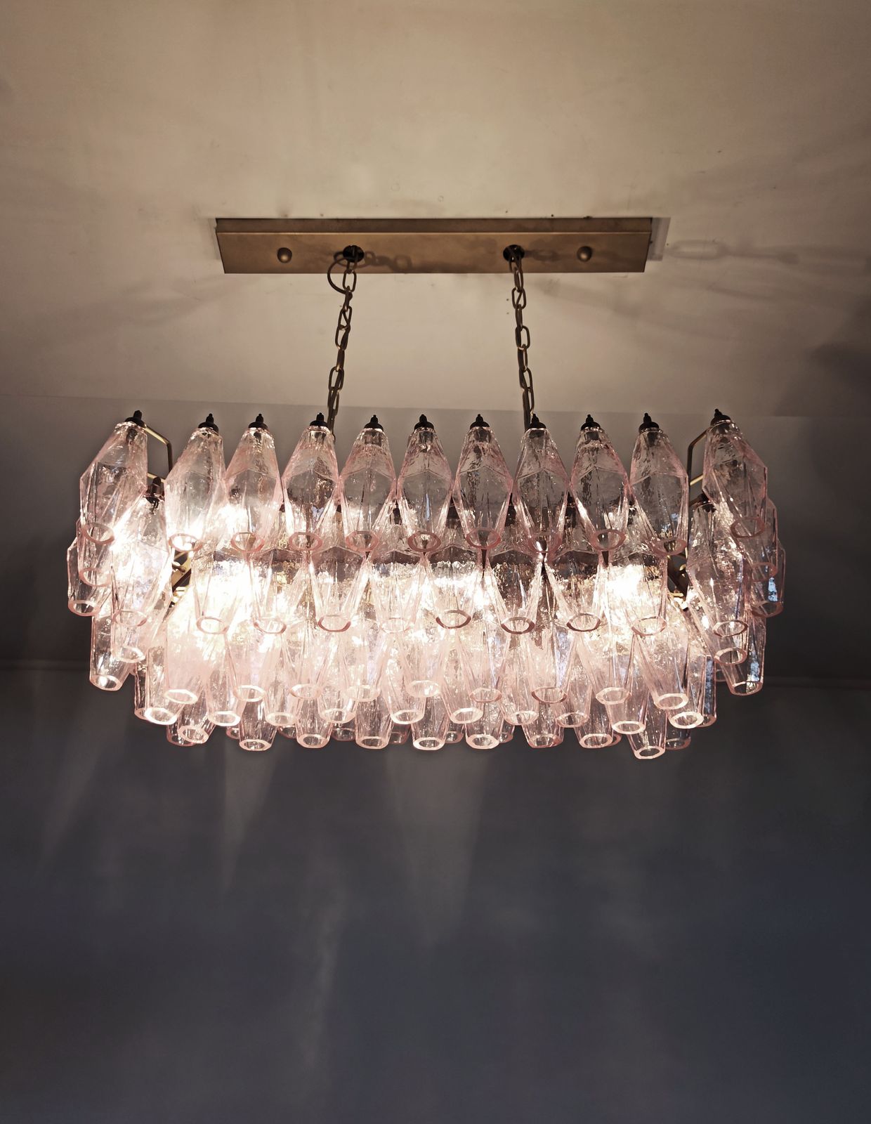 Lighting Elegant Murano Poliedri Chandelier   Carlo Scarpa   84 Pink Glasses photo
