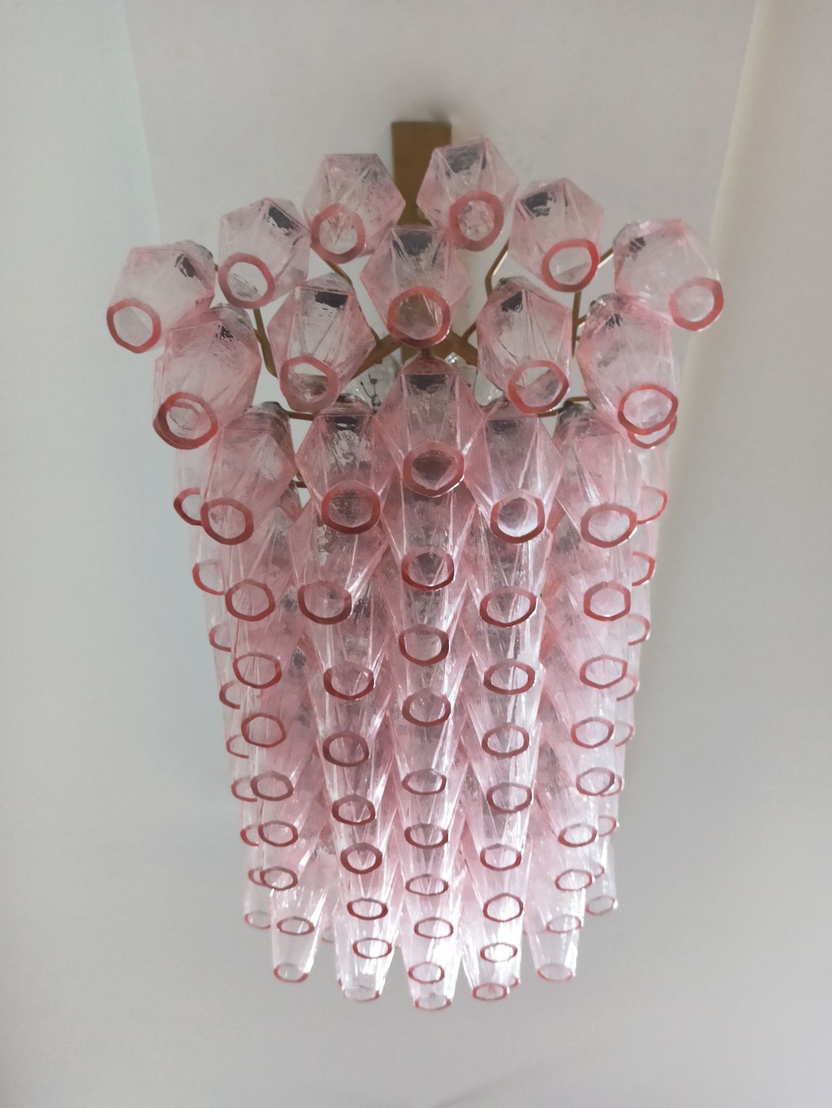 1560.0 Elegant Murano Poliedri Chandelier   Carlo Scarpa   84 Pink Glasses photo