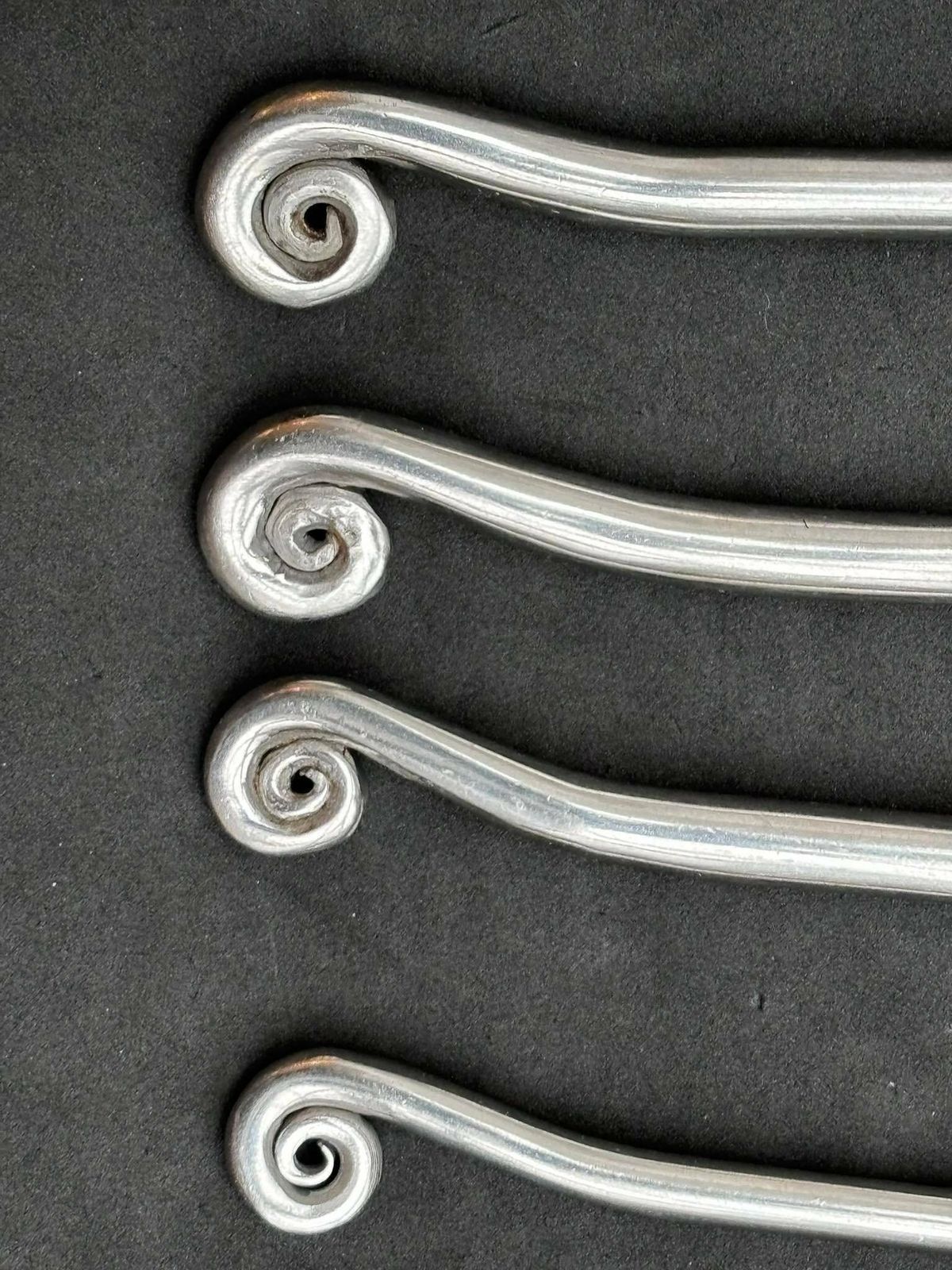 Set 4 Soup Spoons Swirl Flatware Twist Cutlery French Replacement Twisted Ends Spiral Ends Swirl Brutalist Decor Medieval Style Viking photo vinterior