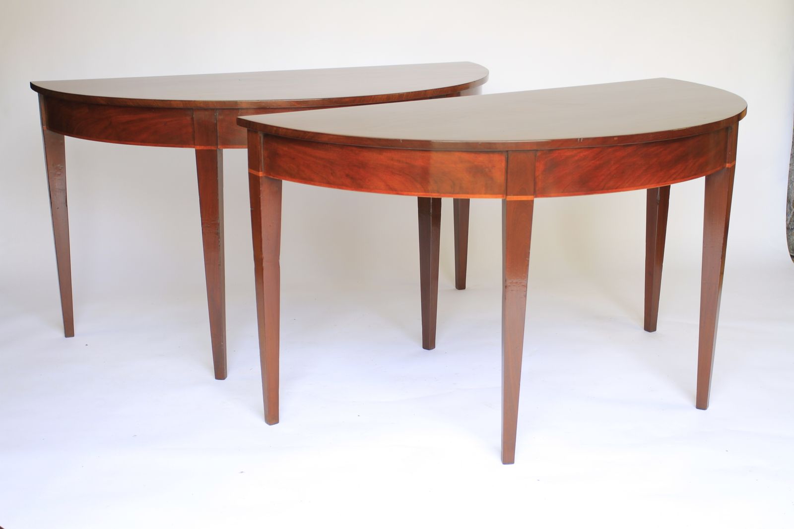 Pair Georgian Mahogany  Demi Lune Console Tables