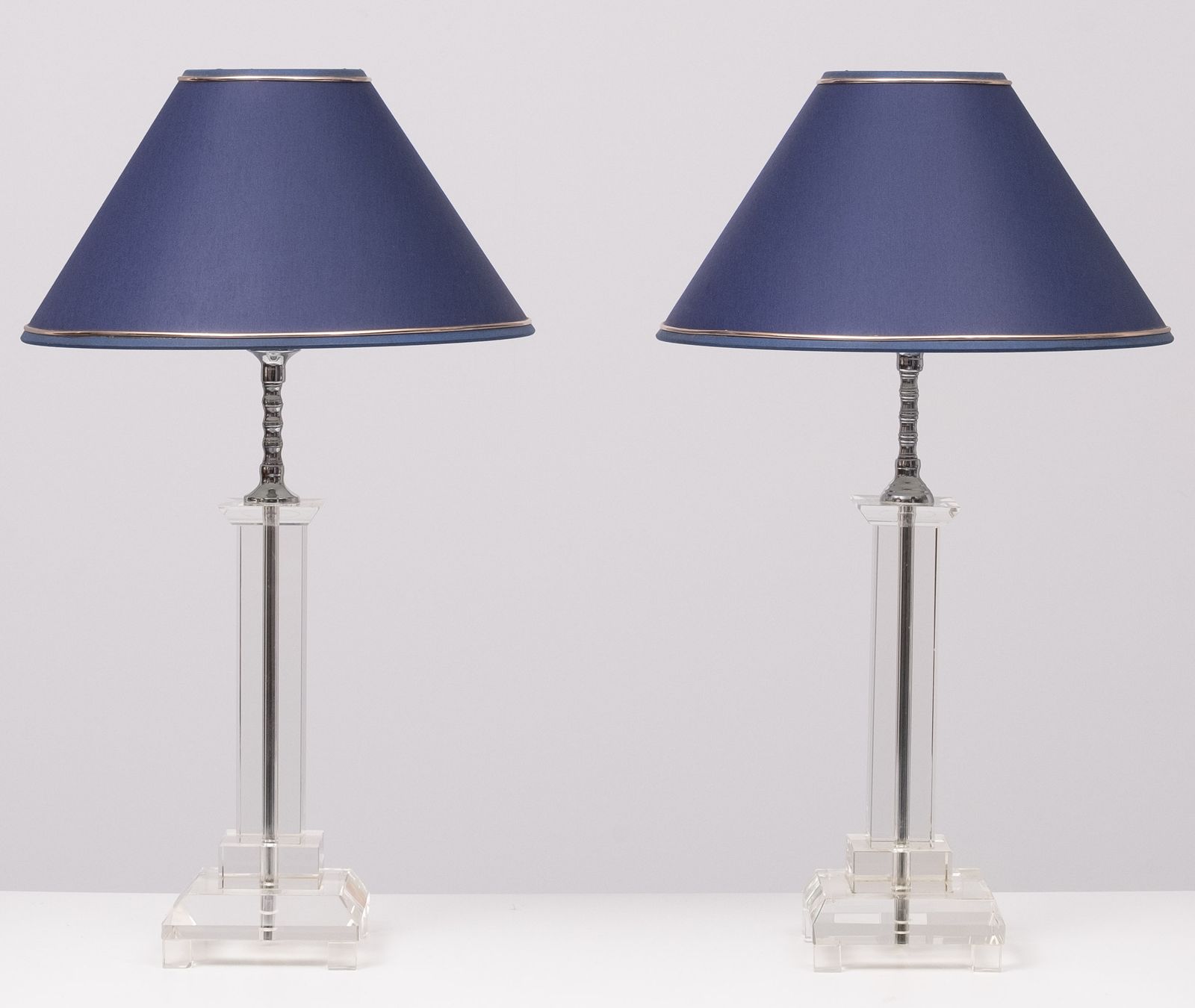 Crystal Glass Table Lamps France 1980s