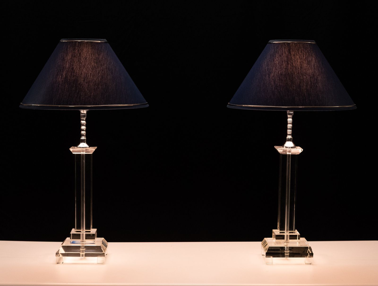 Crystal Glass Table Lamps France 1980s photo vintage