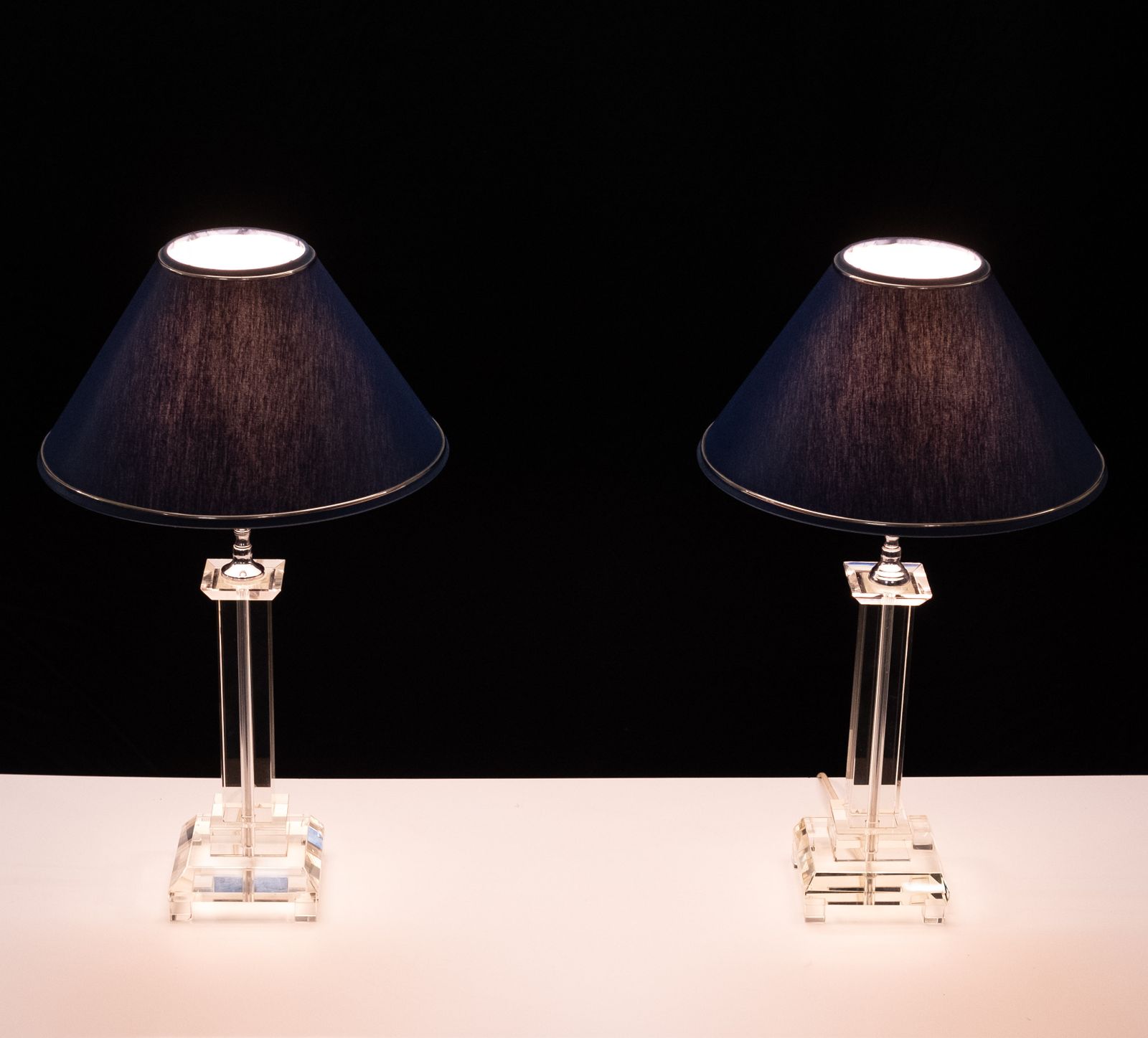 photo furniture Crystal Glass Table Lamps France 1980s