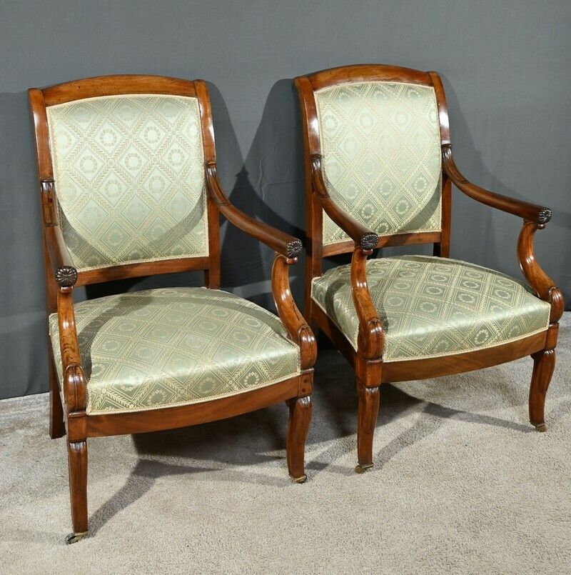 Pair Of Armchairs With Mahogany Crosses, Restoration Period – Early 19th Century photo furniture