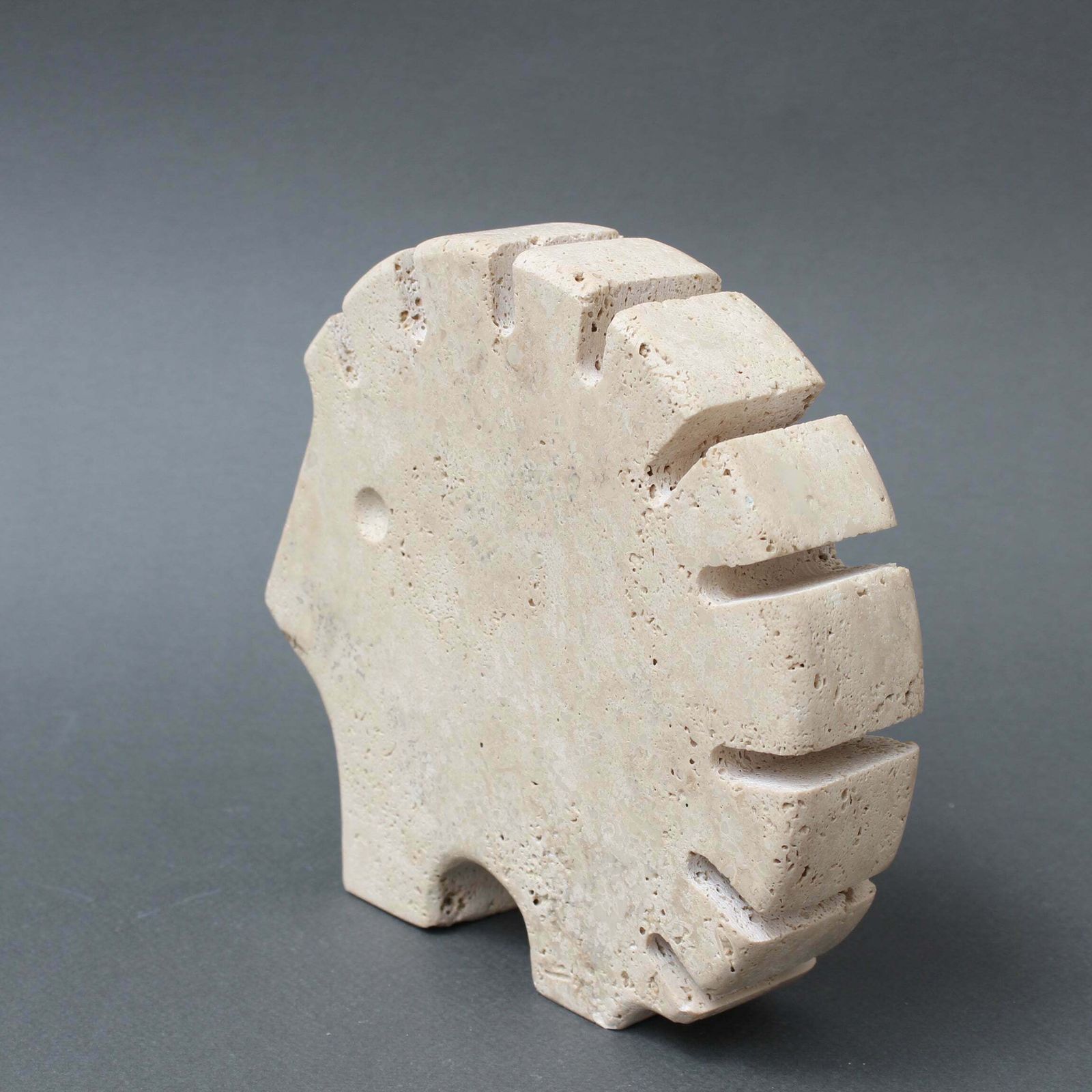 Vintage Italian Travertine Porcupine Table Sculpture By Mannelli Bros (Circa 1970s) photo 650.0