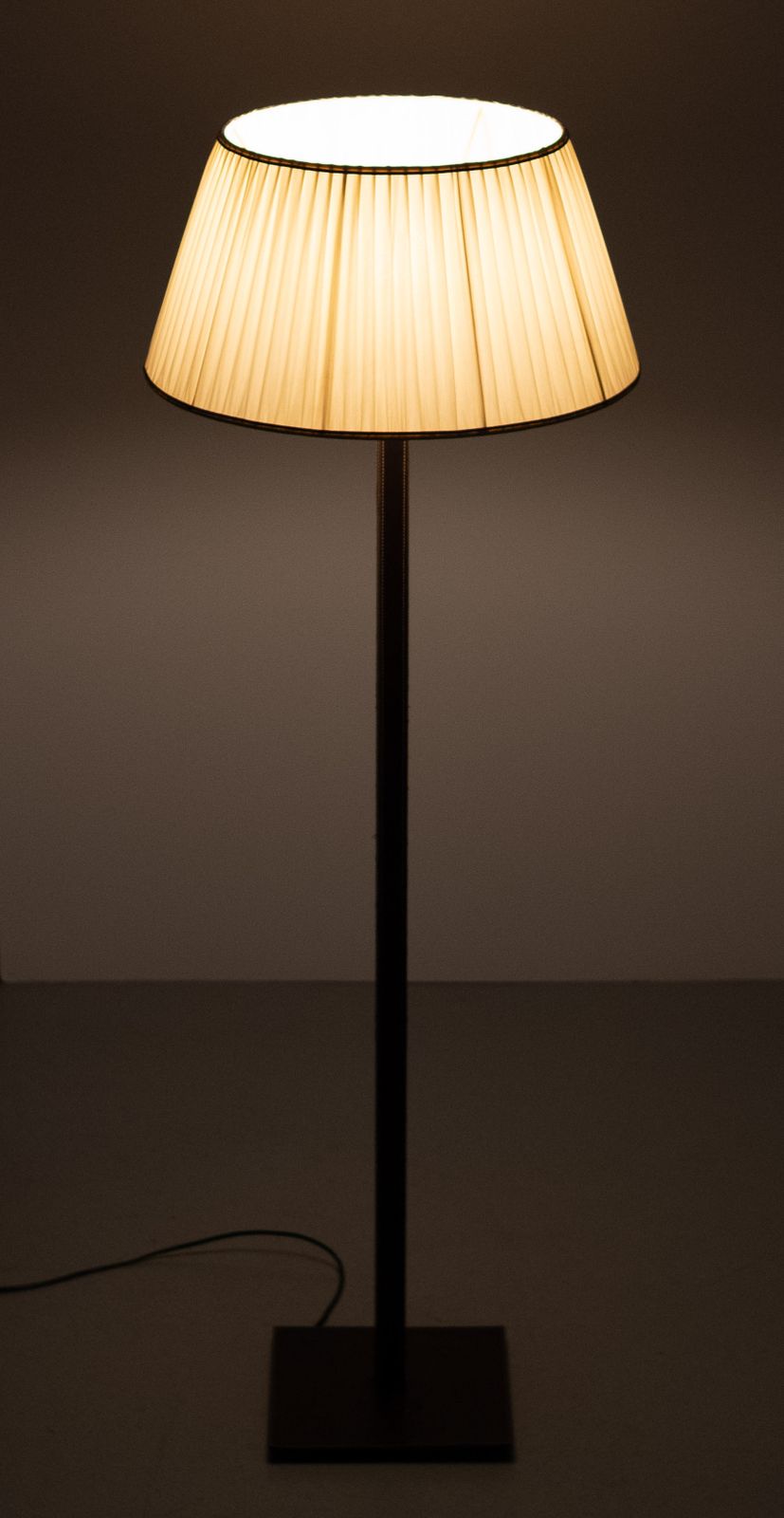 photo for sale Stich Leather Floor Lamp Manufactured By Sce France