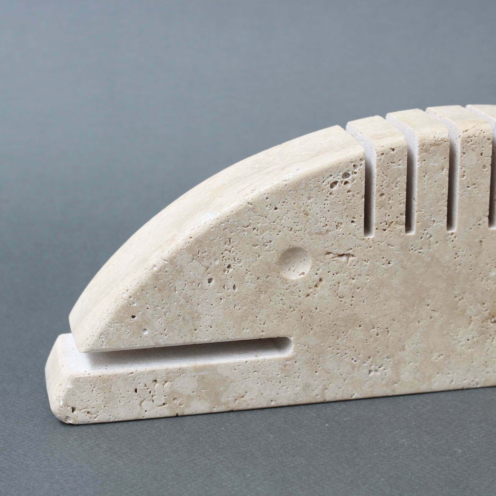 Art Vintage Italian Travertine Zoomorphic Card Holder Sculpture By Mannelli Bros (Circa 1970s) photo