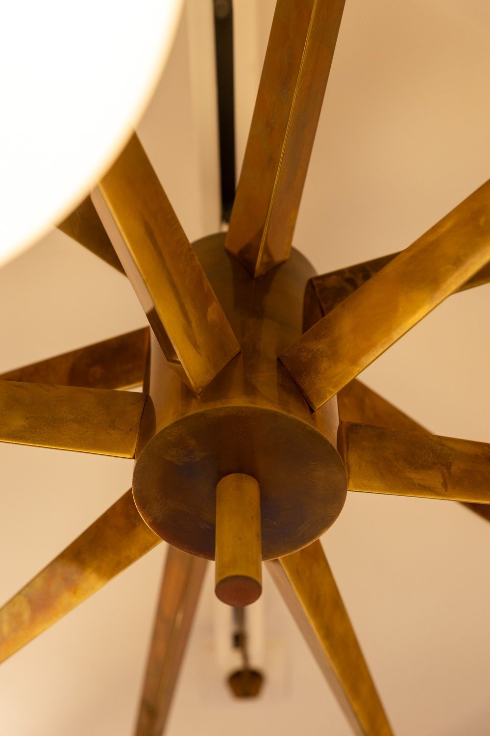 Angelo Lelli. Chandelier In Brass And Opaline. Contemporary. Ls54392108a photo 5600.0