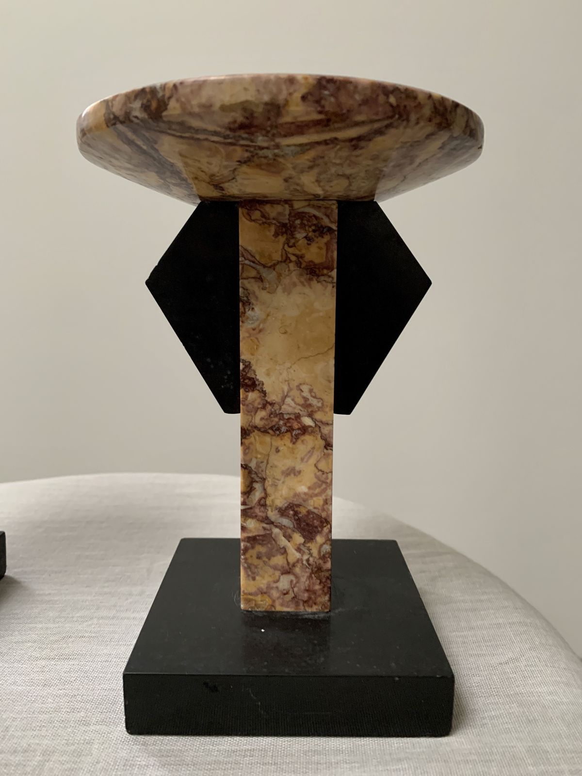 Pair Of Art Deco Marble & Slate Tazza Candle Holders photo Lighting