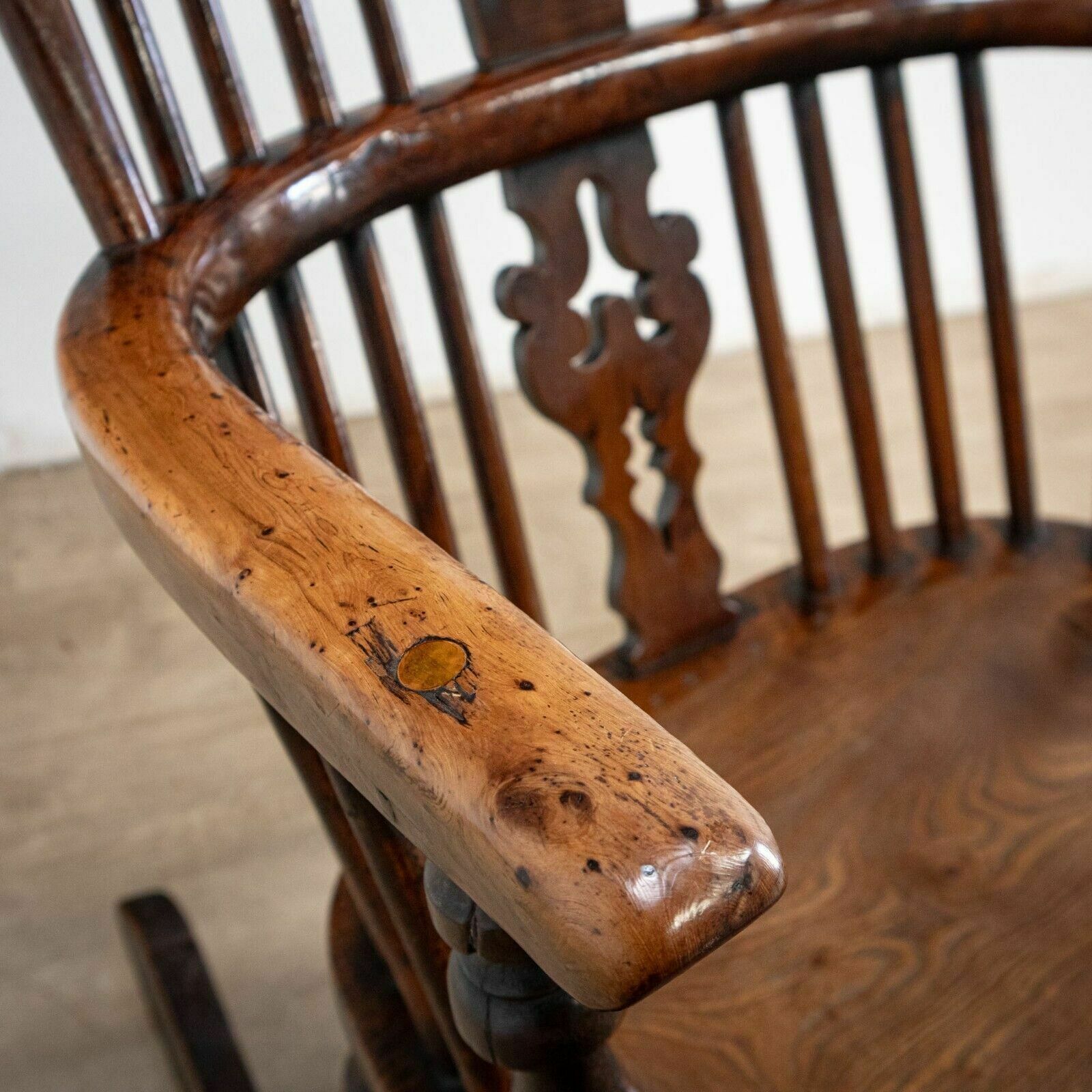 Furniture 19th Century Yew Rocking Chair By J. Spencer photo