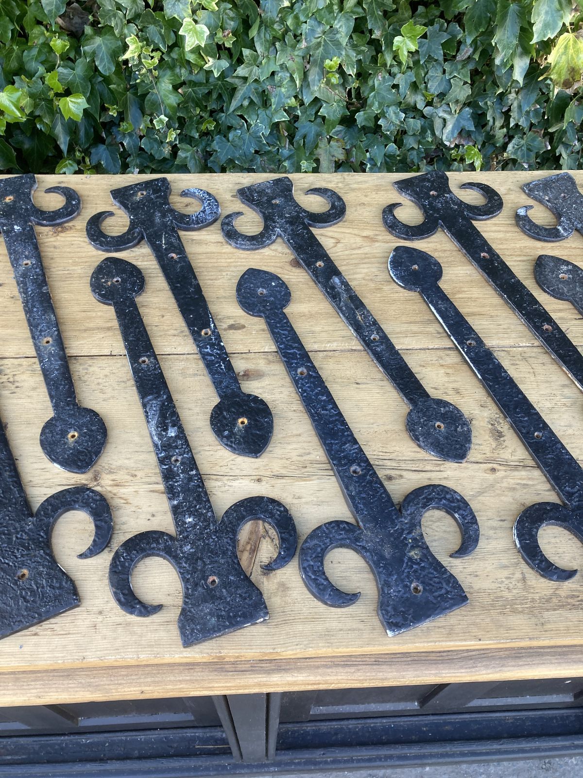 Pair Gothic Black Metal False Hinge Door Brackets photo furniture