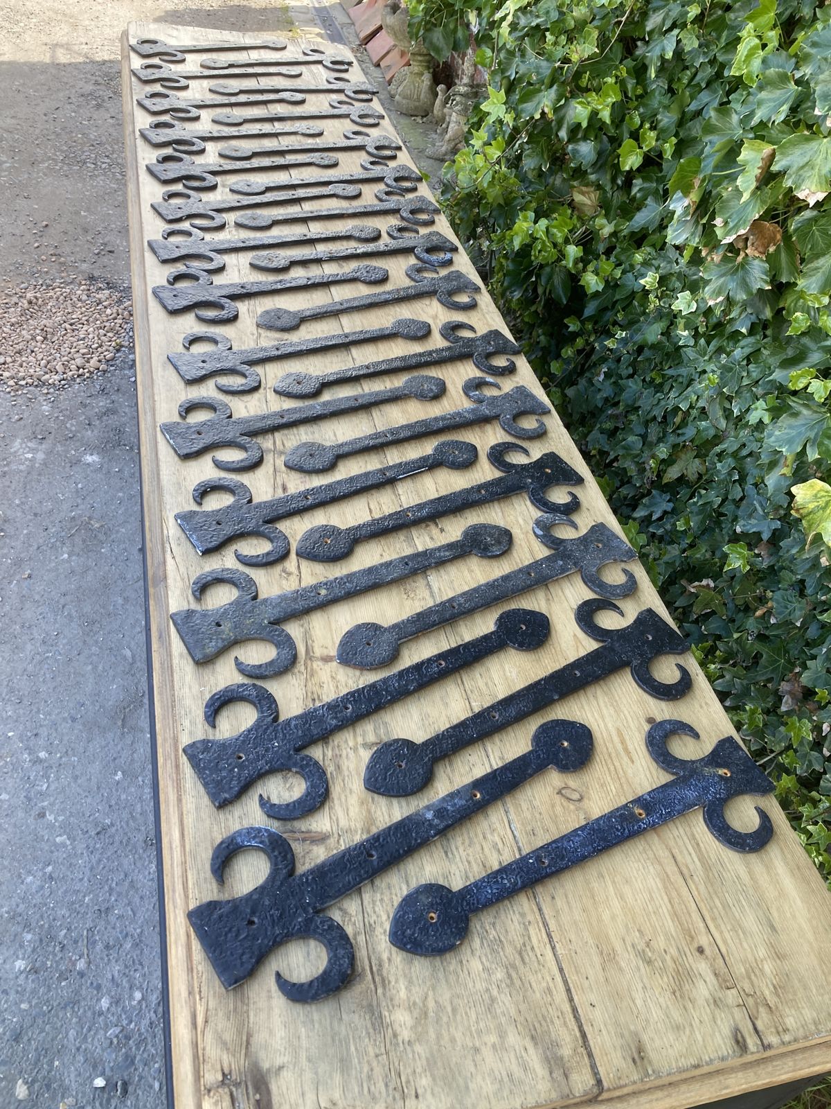 Pair Gothic Black Metal False Hinge Door Brackets