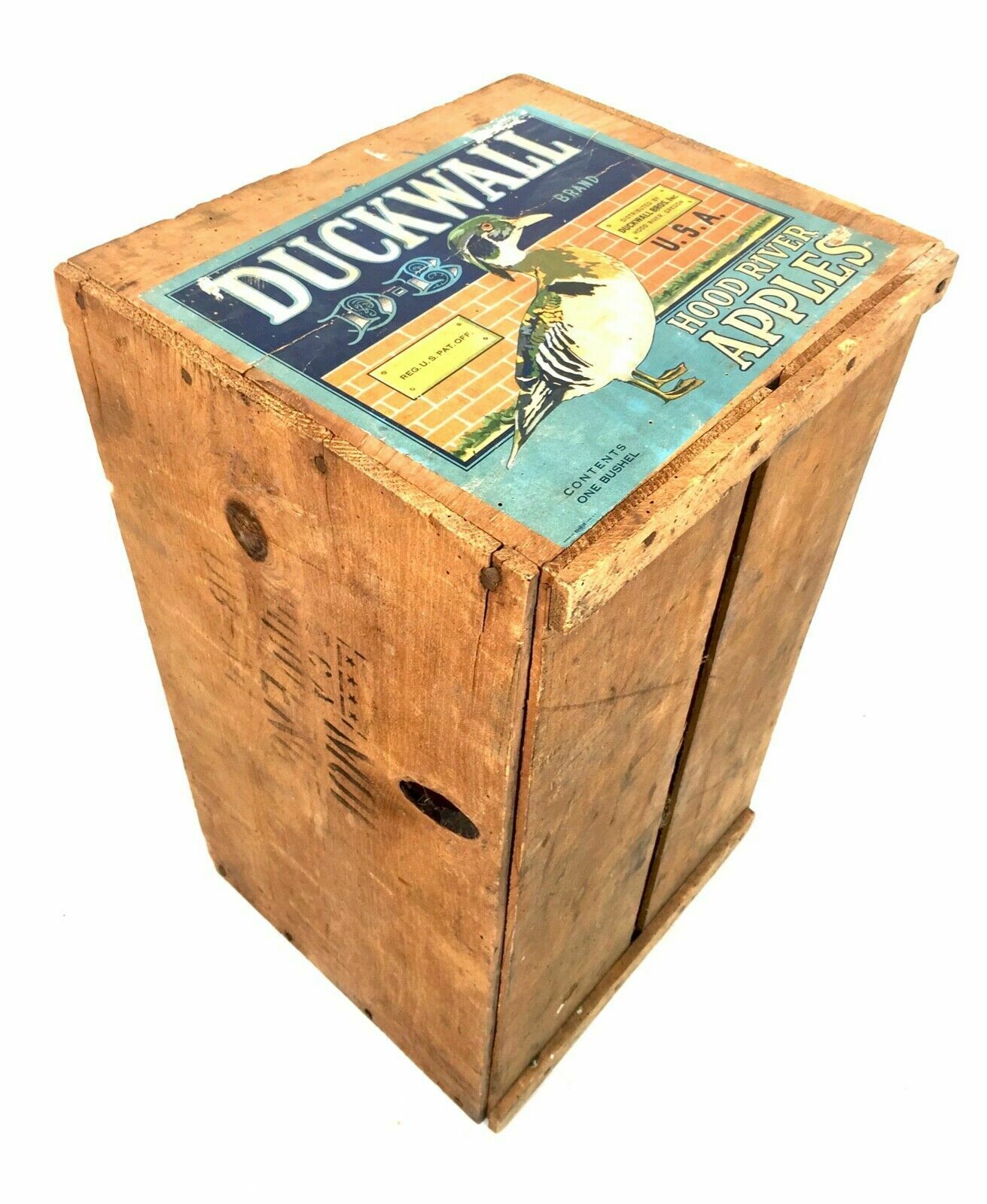 Antique Advertising   Duckwall Brothers Hood River Apples Wooden Fruit Crate Box photo vintage