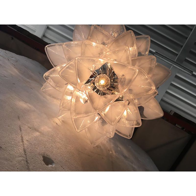 photo furniture Italian White And Transparent Murano Glass Chrome Metal Frame Chandelier Sputnik