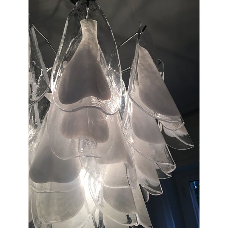 "Rondine" White And Transparent Murano Glass Chrome Frame Sputnik Chandelier photo 4800.0