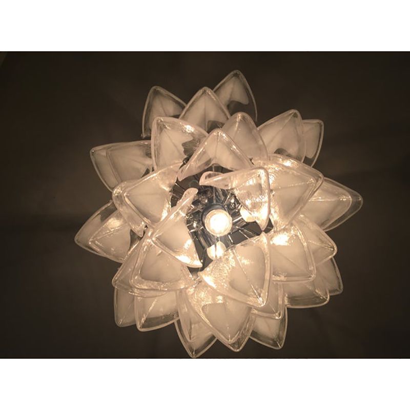 "Rondine" White And Transparent Murano Glass Chrome Frame Sputnik Chandelier photo buy