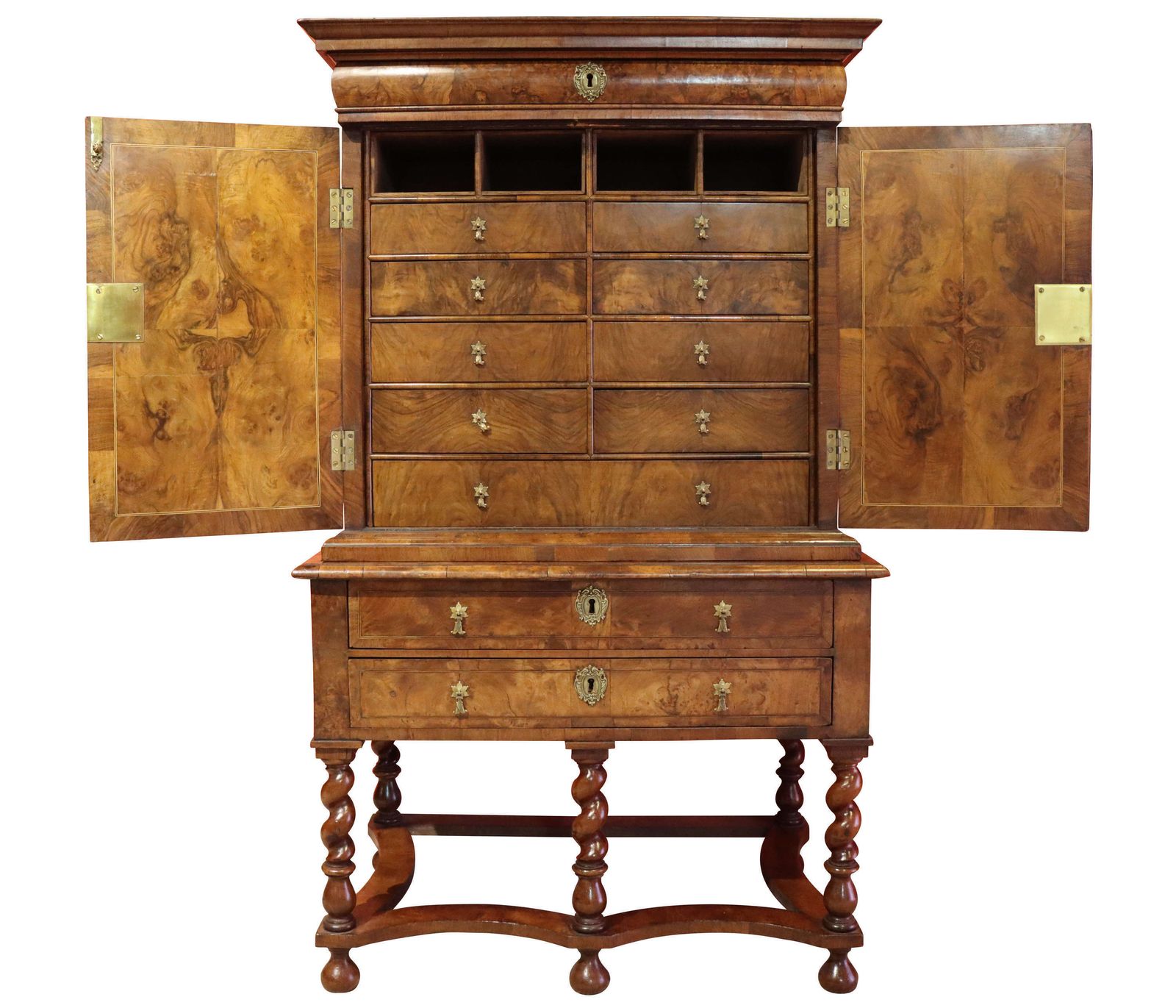 William And Mary Period Burr Walnut Cabinet On Stand photo Furniture
