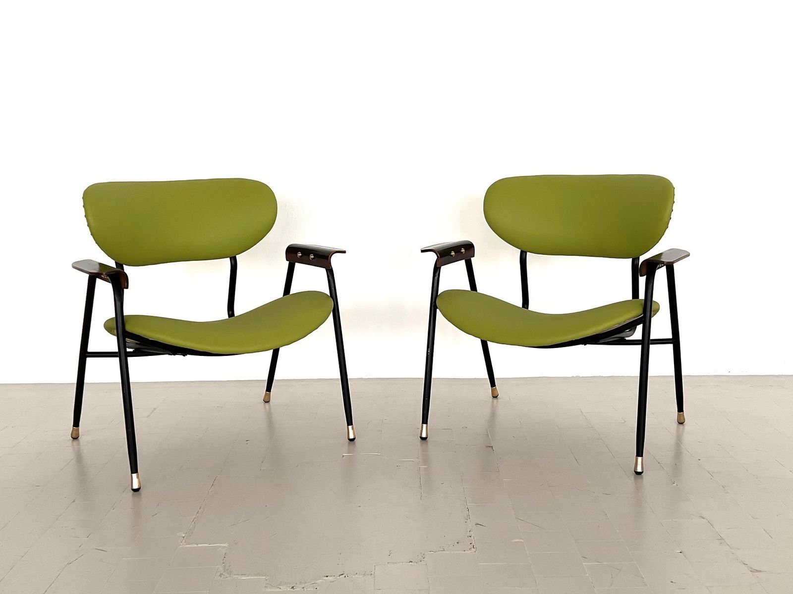 Pair Of Italian Reupholstered Lounge Chairs By Gastone Rinaldi, 1960s, Set Of Two photo vinterior