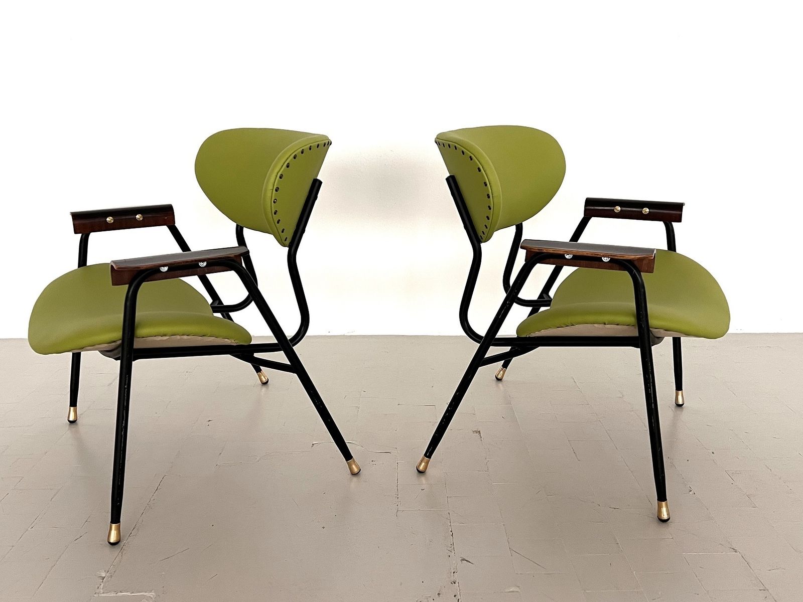 Furniture Pair Of Italian Reupholstered Lounge Chairs By Gastone Rinaldi, 1960s, Set Of Two photo