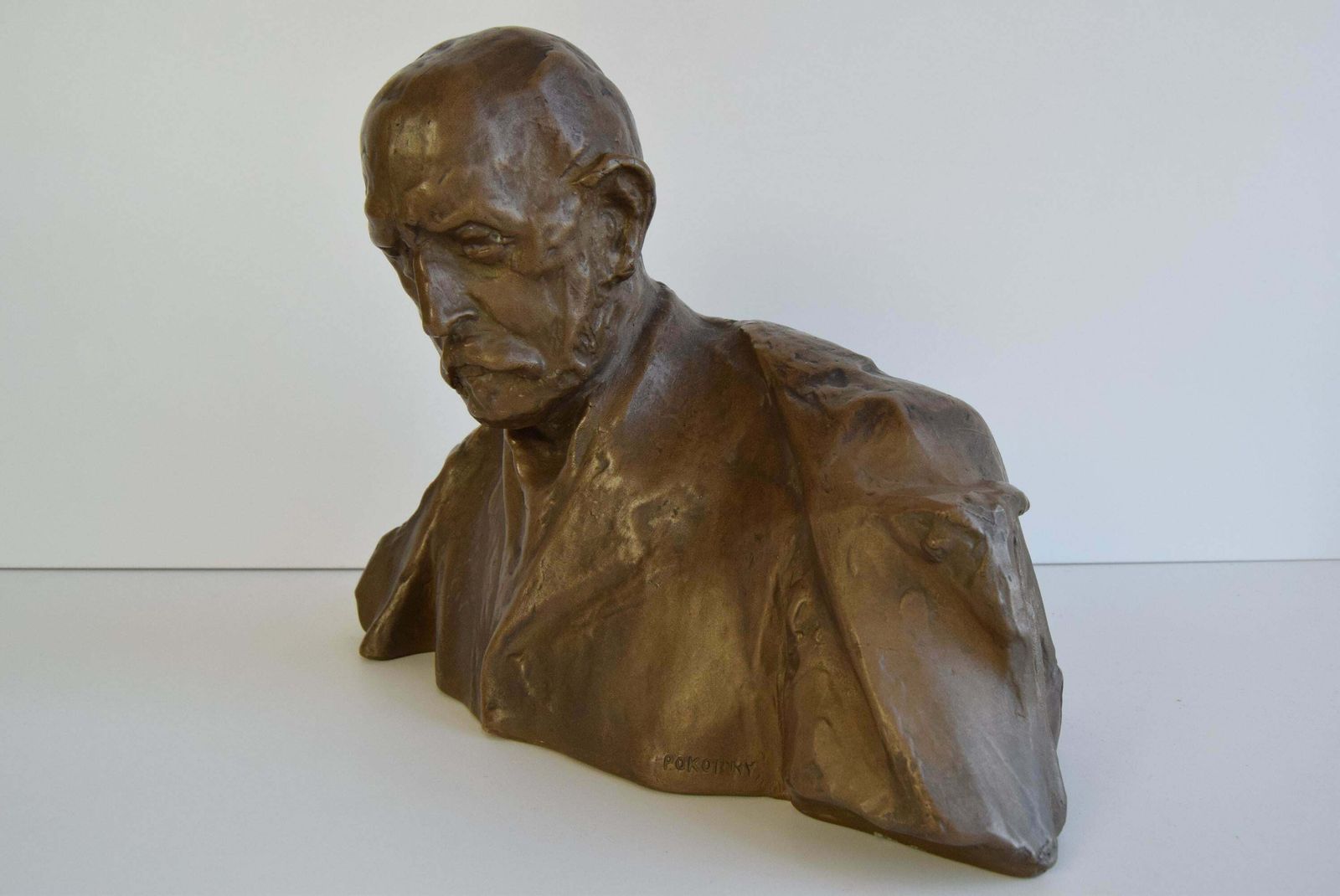 Art Mid Century Ceramic Statue/Bust Alois Jirásek, Signed Karel Pokorný, Circa 1950 photo