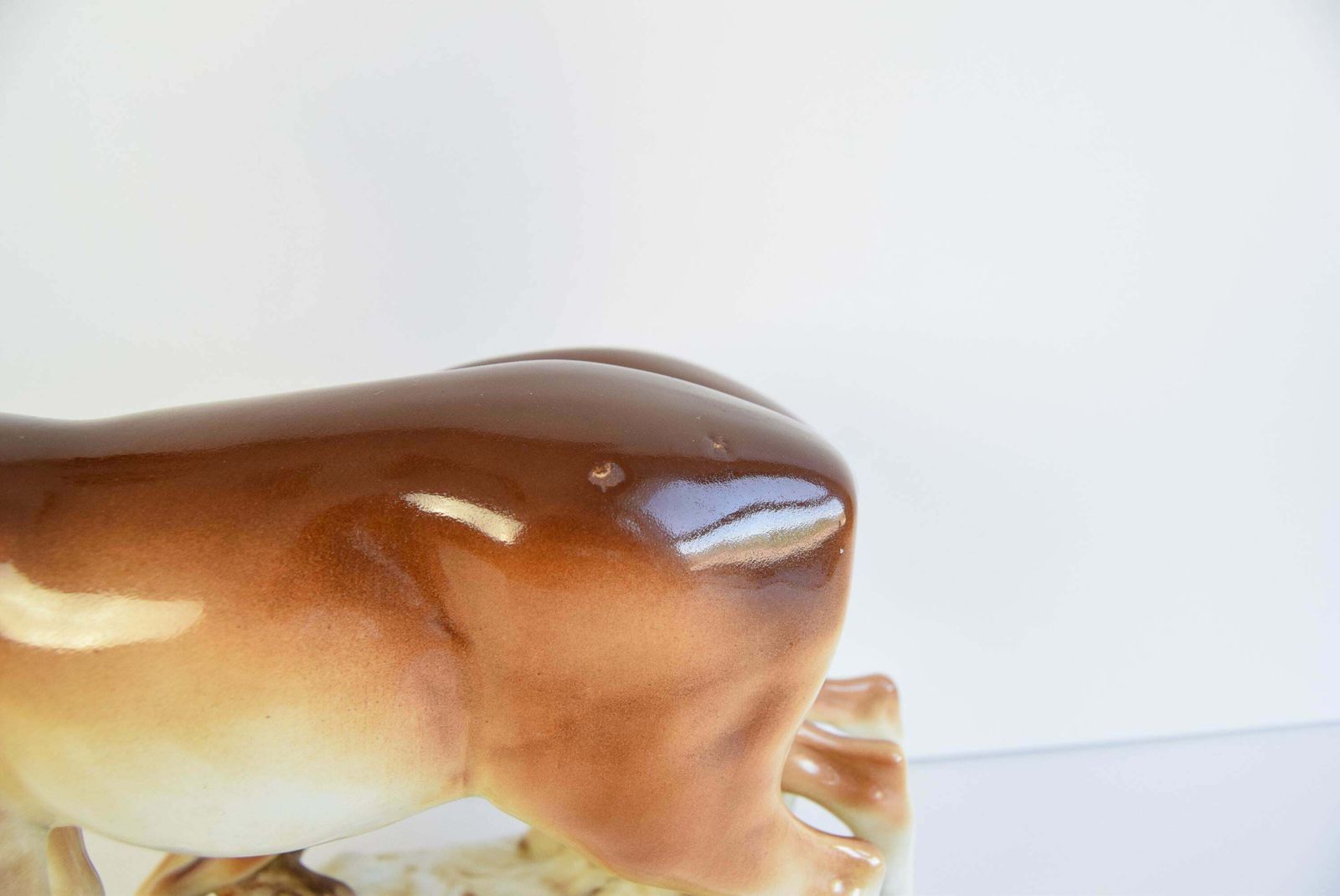 Porcelain Deer And Doe Sculpture By Royal Dux, Circa 1950's. photo vinterior