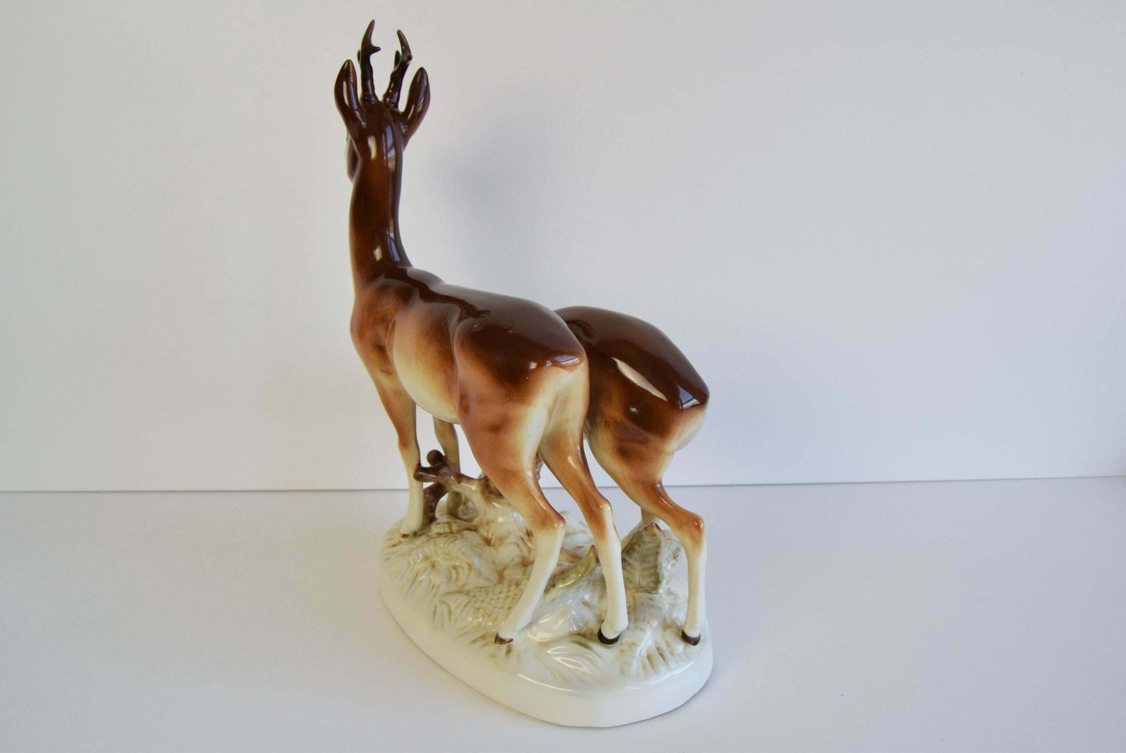 Porcelain Deer And Doe Sculpture By Royal Dux, Circa 1950's. photo buy