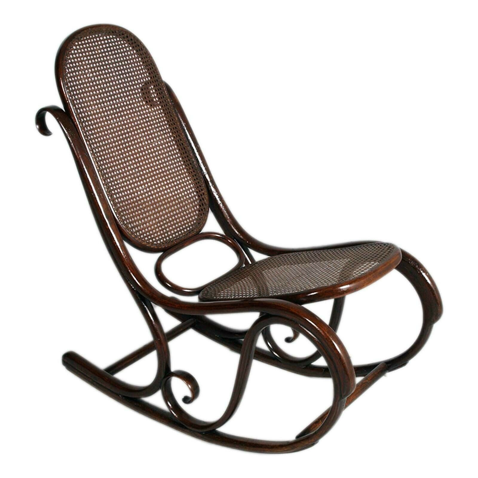 Art Nouveau Beech And Woven Rocking Chair By Jacob & Josef Kohn, 1910s