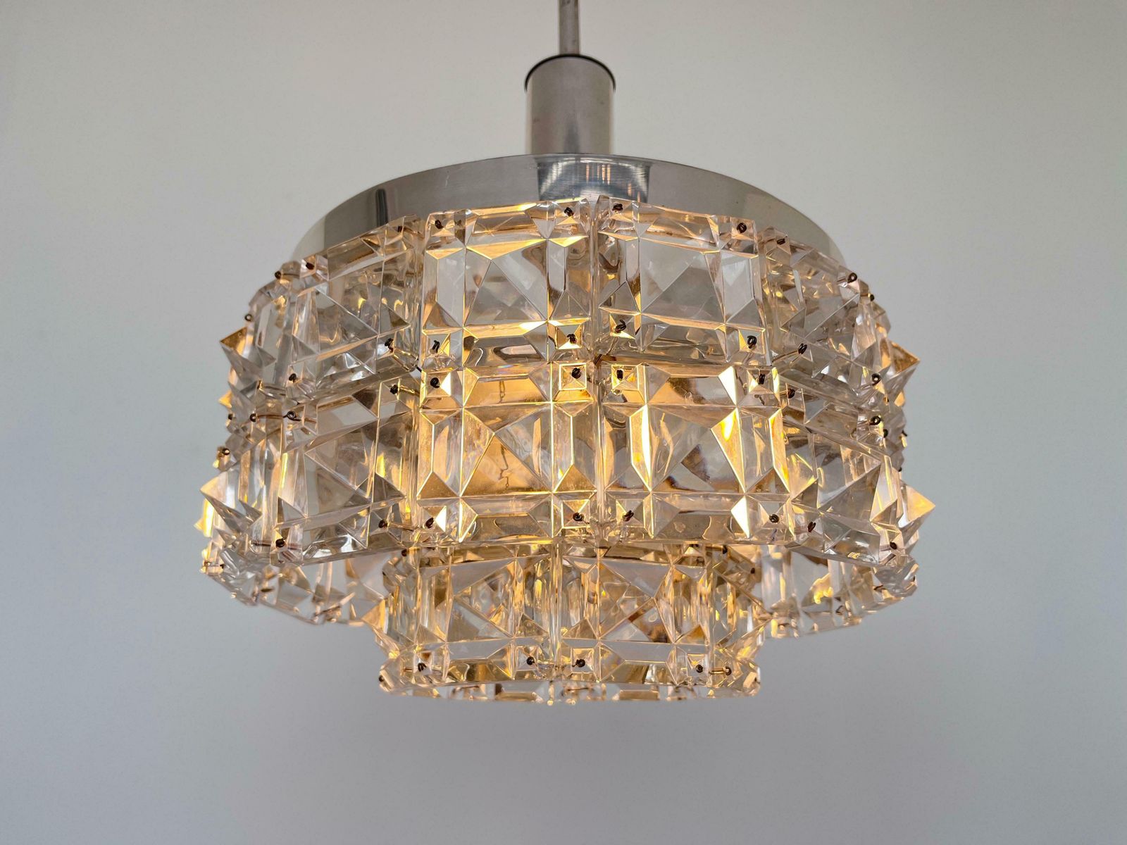 Midcentury Glass Chandelier By Kinkeldey, Germany, 1970s photo for sale