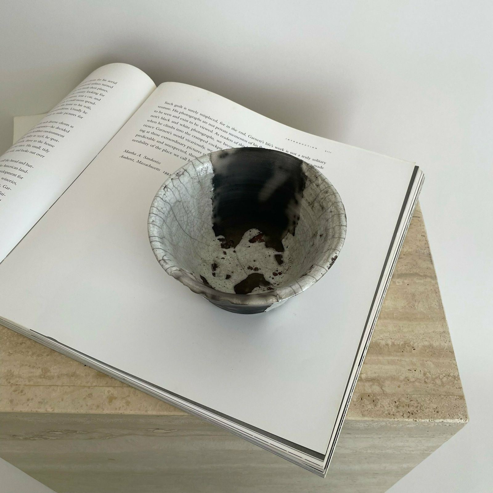 Monochrome Textured Studio Pottery Bowl With Metallic Details photo furniture