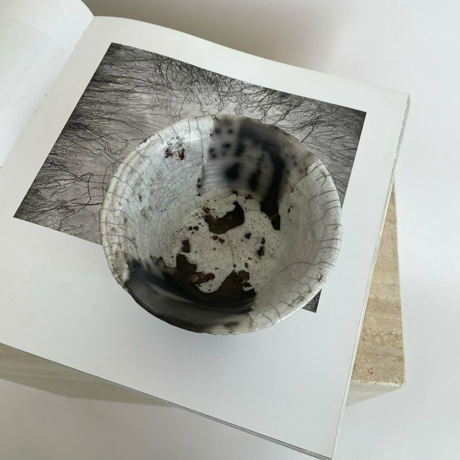 Monochrome Textured Studio Pottery Bowl With Metallic Details photo for sale