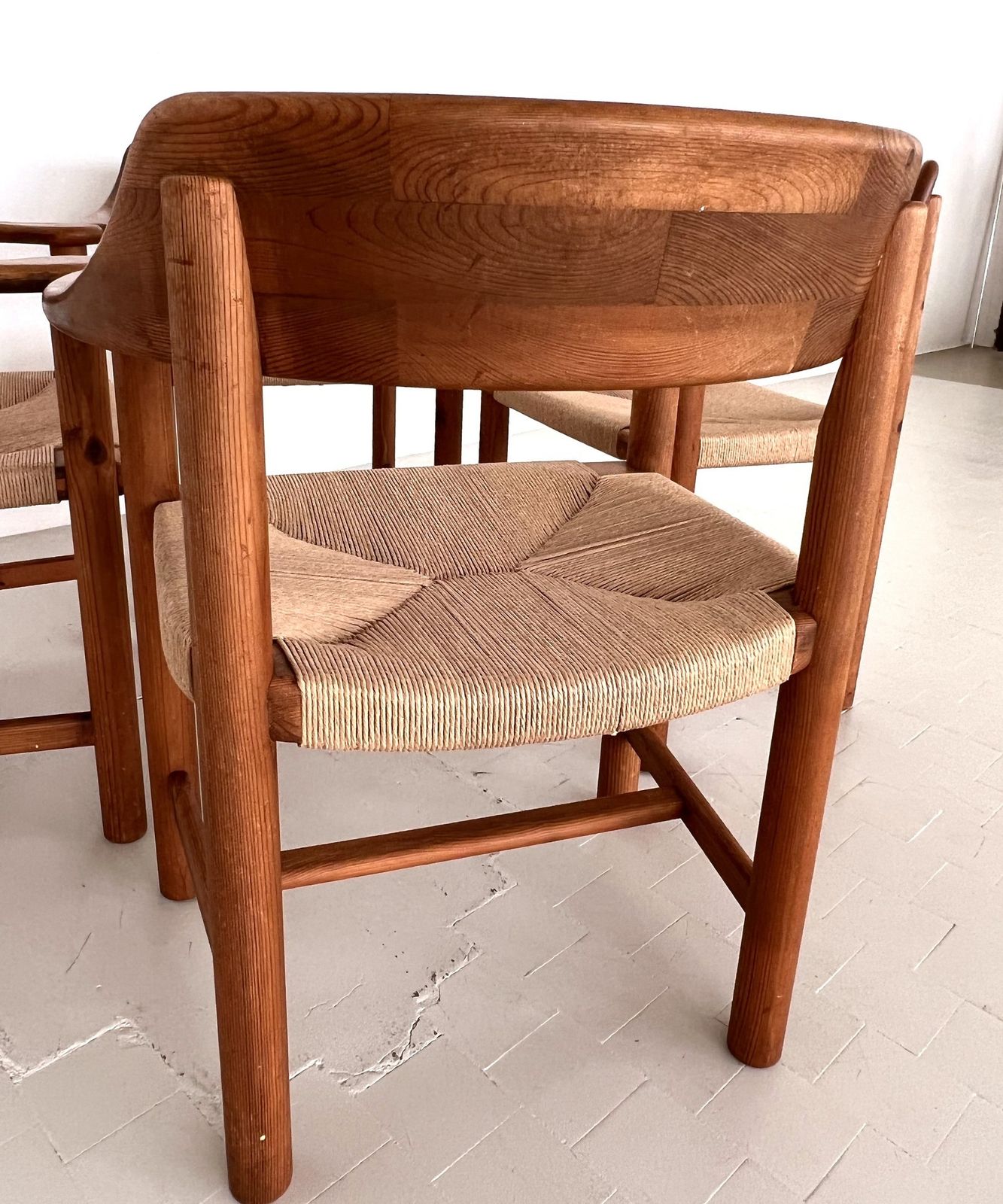 Rainer Daumiller Dining Chairs In Pine And New Paper Cord, 1970s photo 3600.0