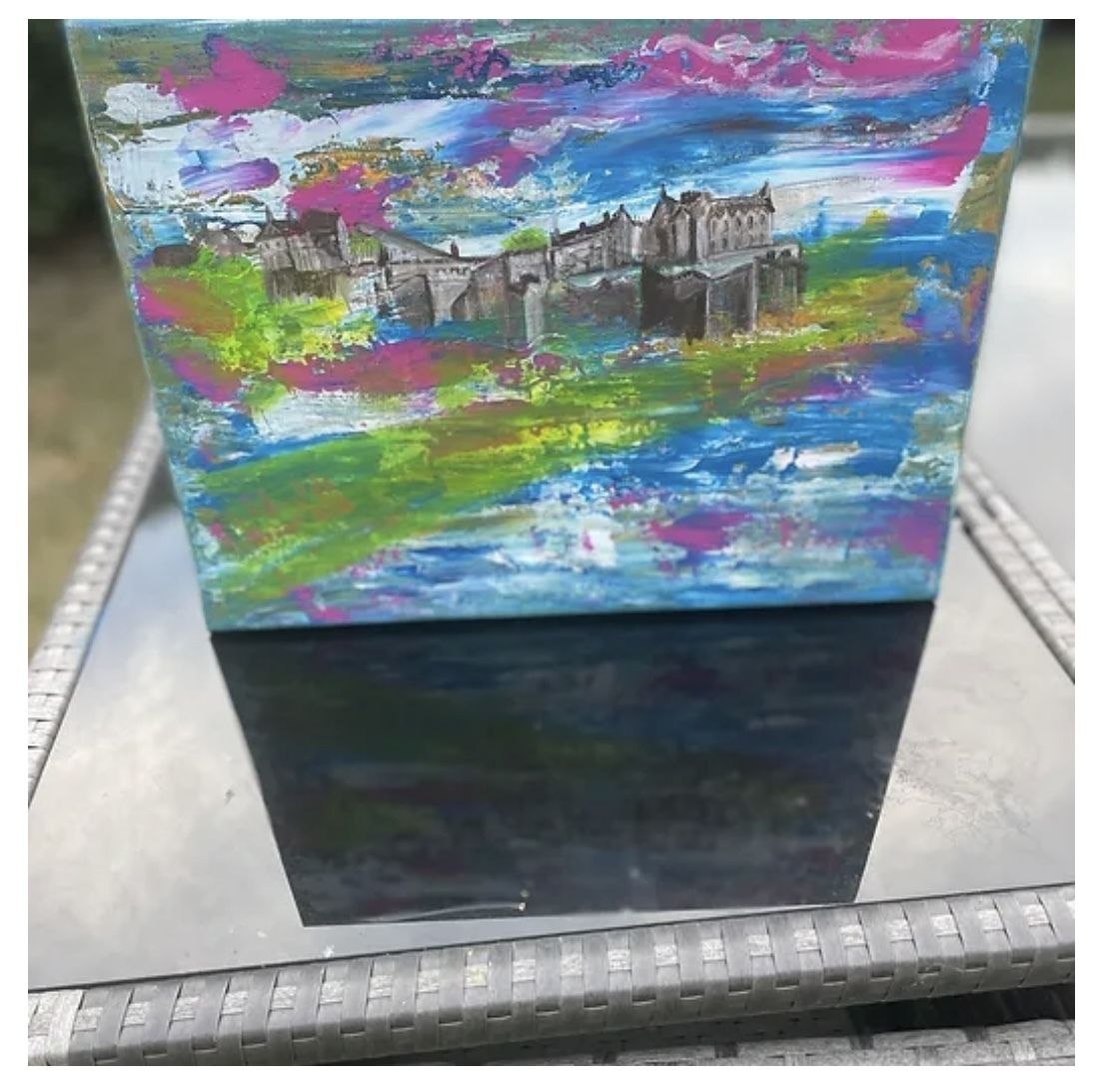 Original Canvas, Artist Catherine Mackie, 2022, Edinburgh Castle photo for sale