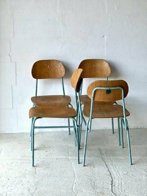 Vintage School Chairs, 1970, Set Of 4 photo buy