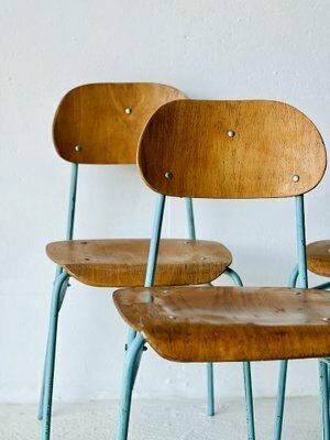 photo vinterior Vintage Schoolstoelen, 1970, Set Van 4