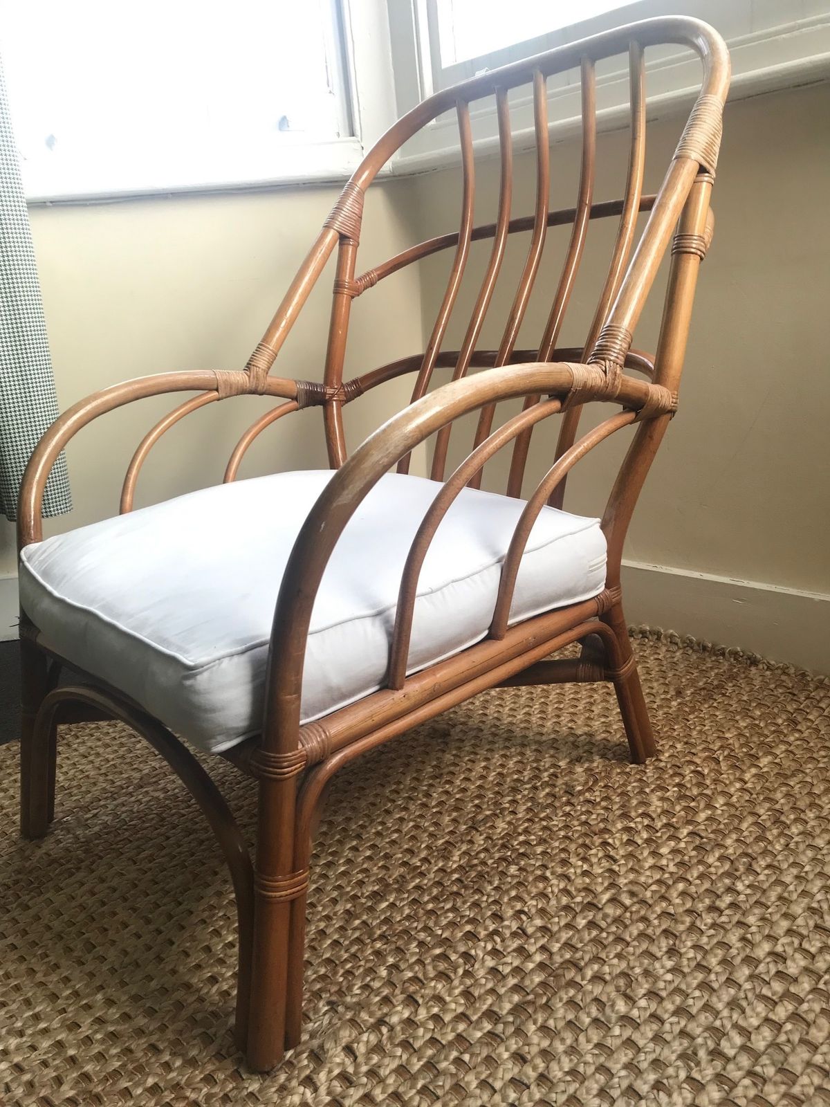Mid Century Bamboo Wicker Cane Tube Armchair photo Furniture