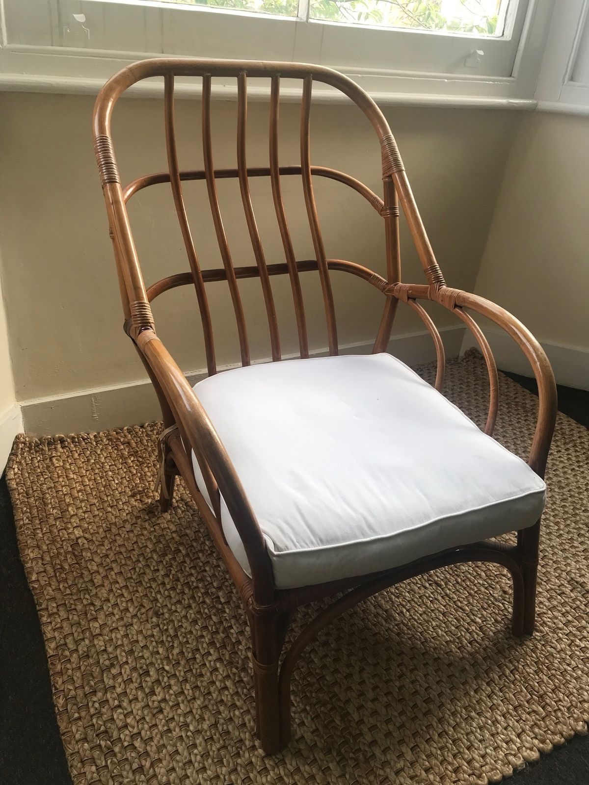 Mid Century Bamboo Wicker Cane Tube Armchair