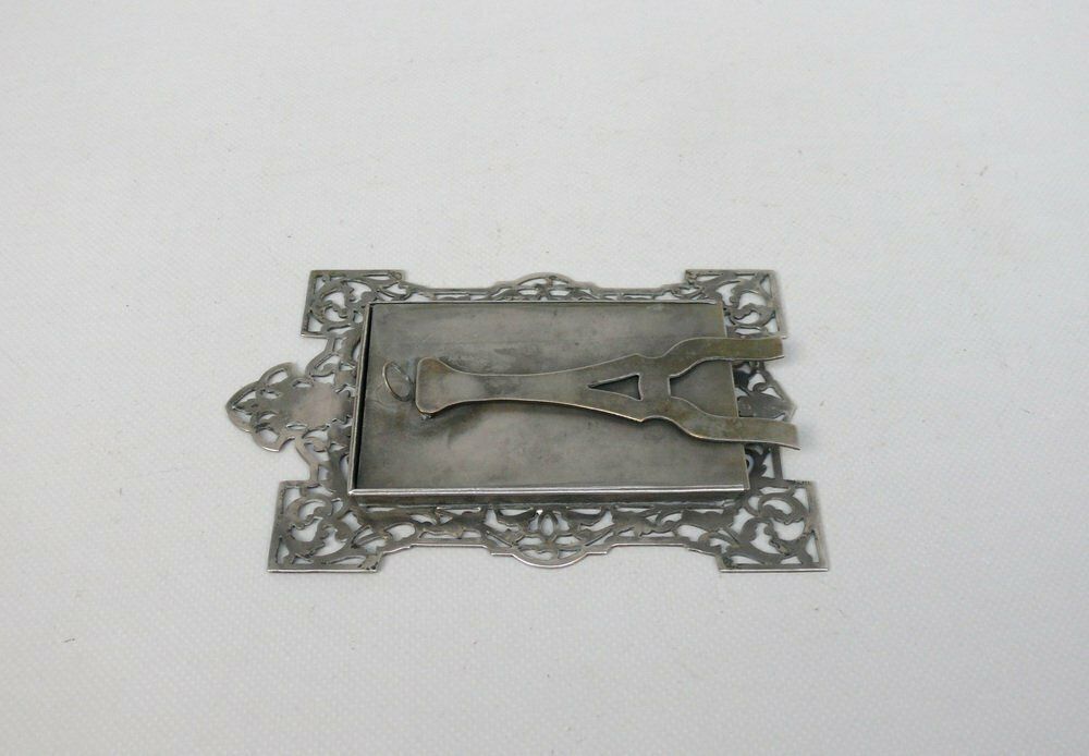Antique Biedermeier Nickel Plated Picture Frames, Set Of 2 photo for sale