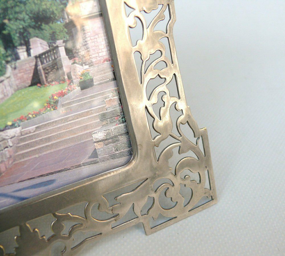photo buy Antique Biedermeier Nickel Plated Picture Frames, Set Of 2