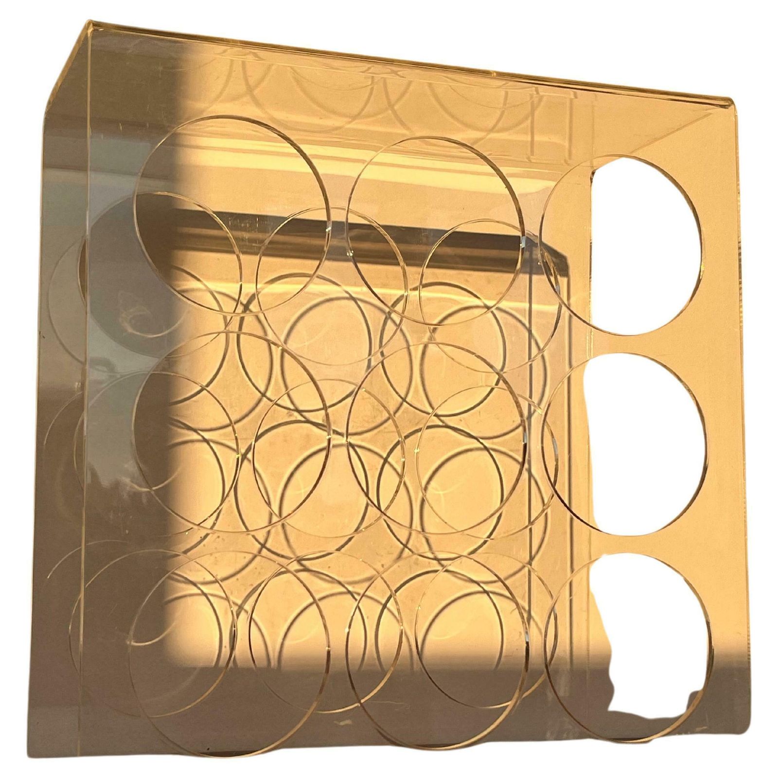 Mid Century Plexiglass, Perspex Wine Rack/Holder For 9 Bottles   1980s