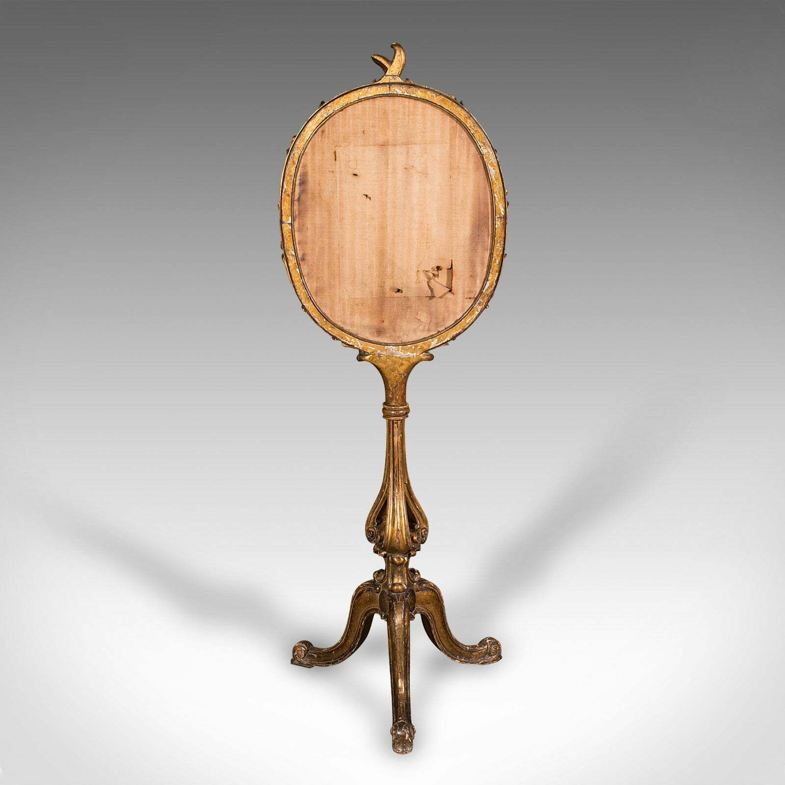 Antique Pole Screen, English, Giltwood, Glass, Fireside Reflector, Regency, 1820 photo 1975.0