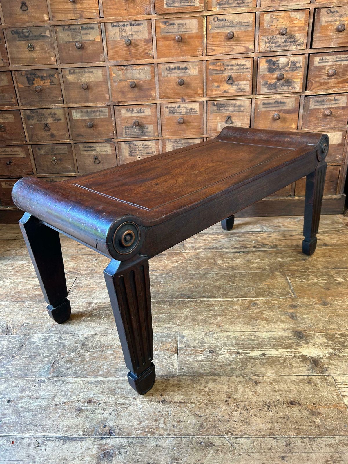 Antique English Tatham And Marsh Mahogany Hall Bench Circa 1810 photo furniture