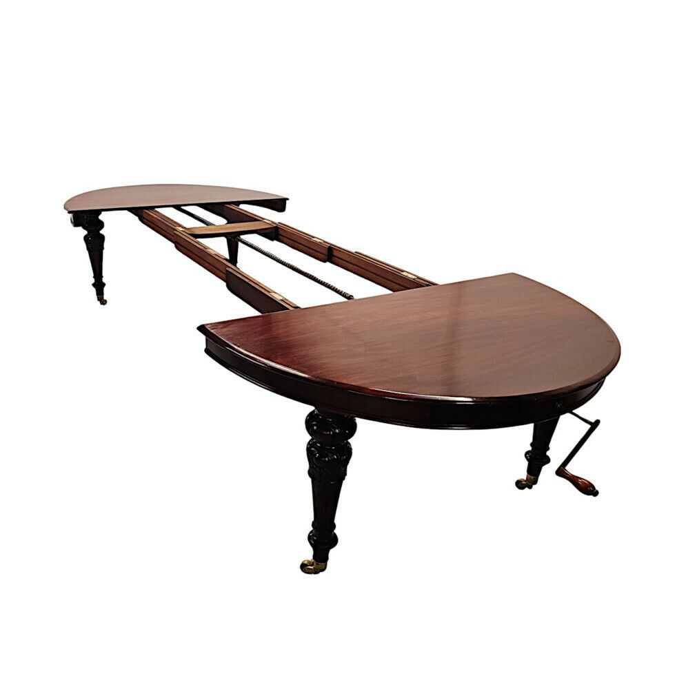 A Very Rare And Fine Irish 19th Century Four Leaf Extending Dining Table In The Manner Of Strahan Of Dublin photo vintage