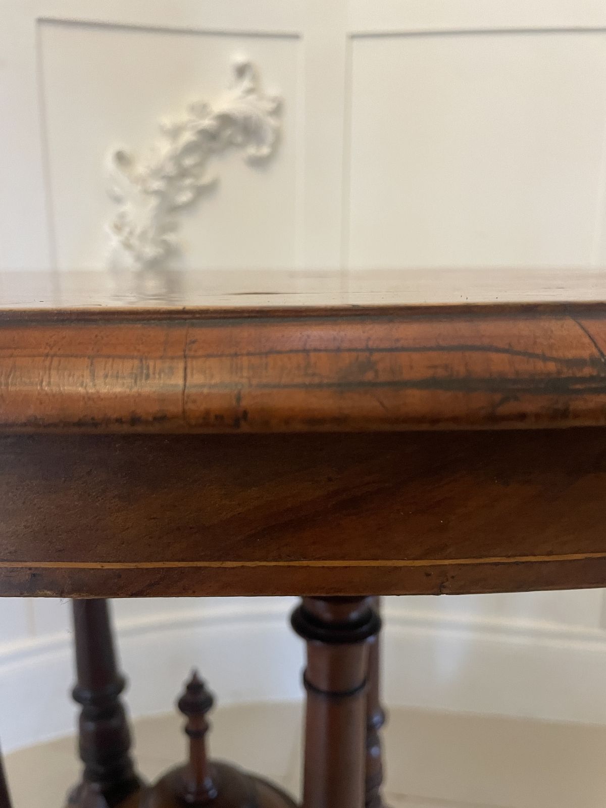 Antique 19th Century Quality Inlaid Burr Walnut Oval Centre Table photo vintage