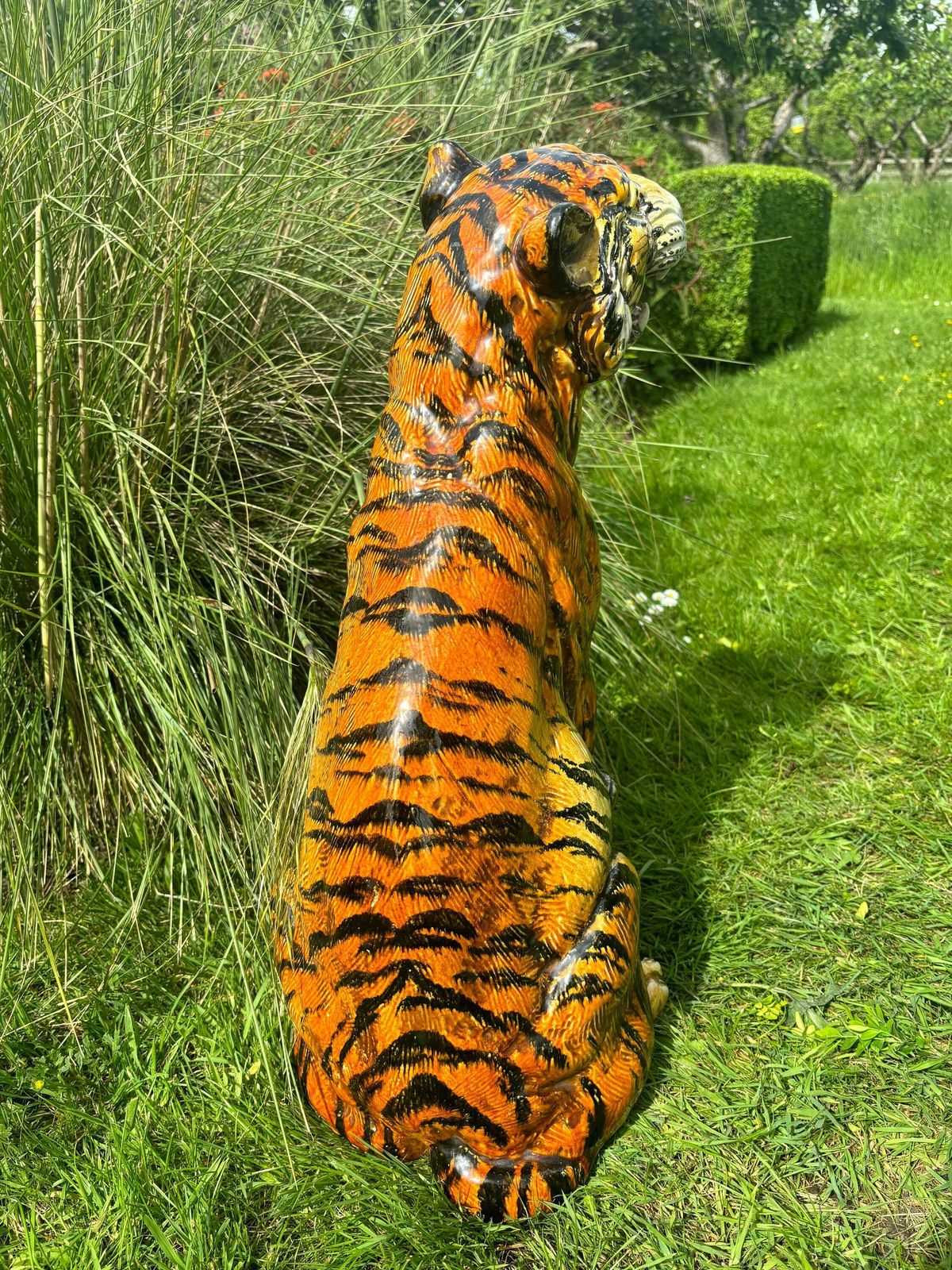 Vintage Mid Century Modern Hollywood Regency Italian Ceramic Tiger Statue / Sculpture photo 550.0