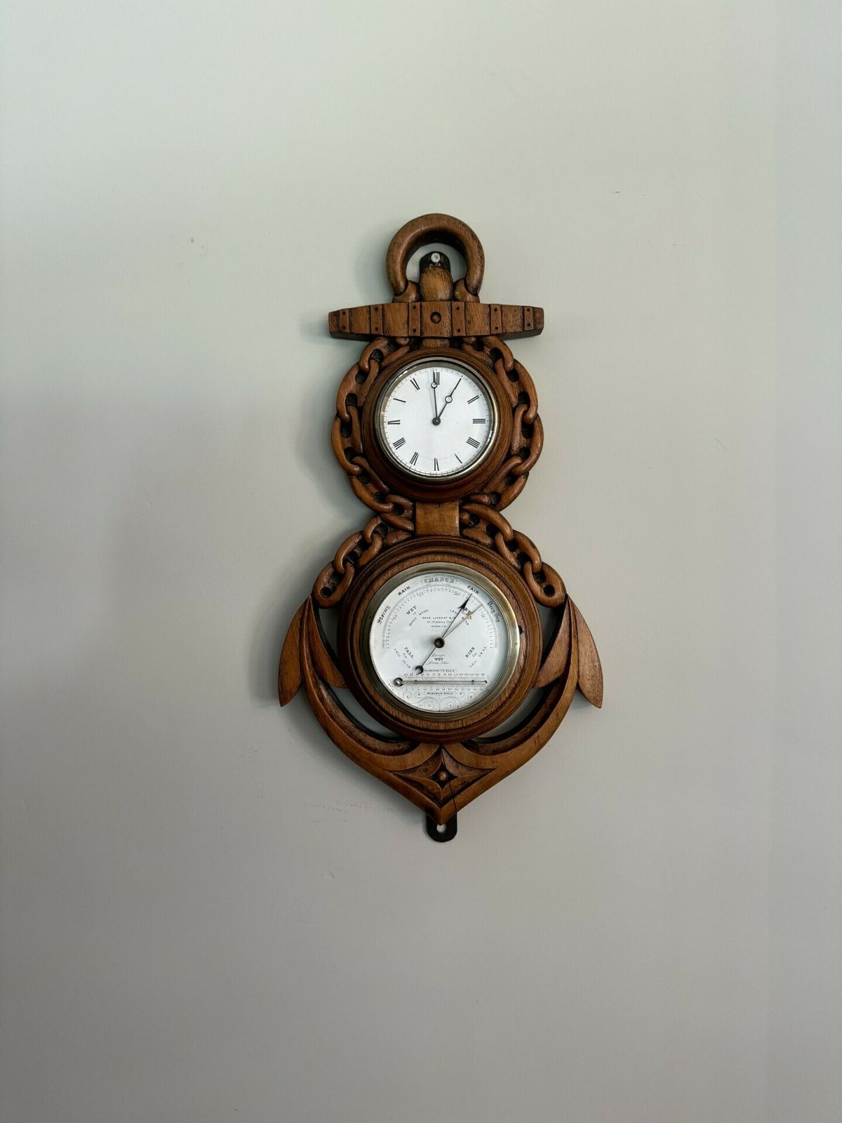 Fantastic Quality Antique Carved Oak Banjo Clock Barometer photo buy
