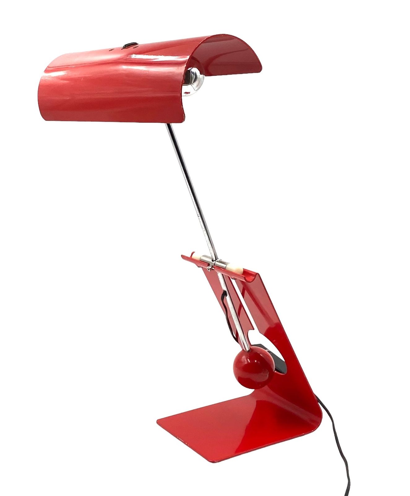 photo furniture Mauro Martini, Red 'Picchio' Woodpecker Table Lamp, F.Lli Martini Italy 1970s